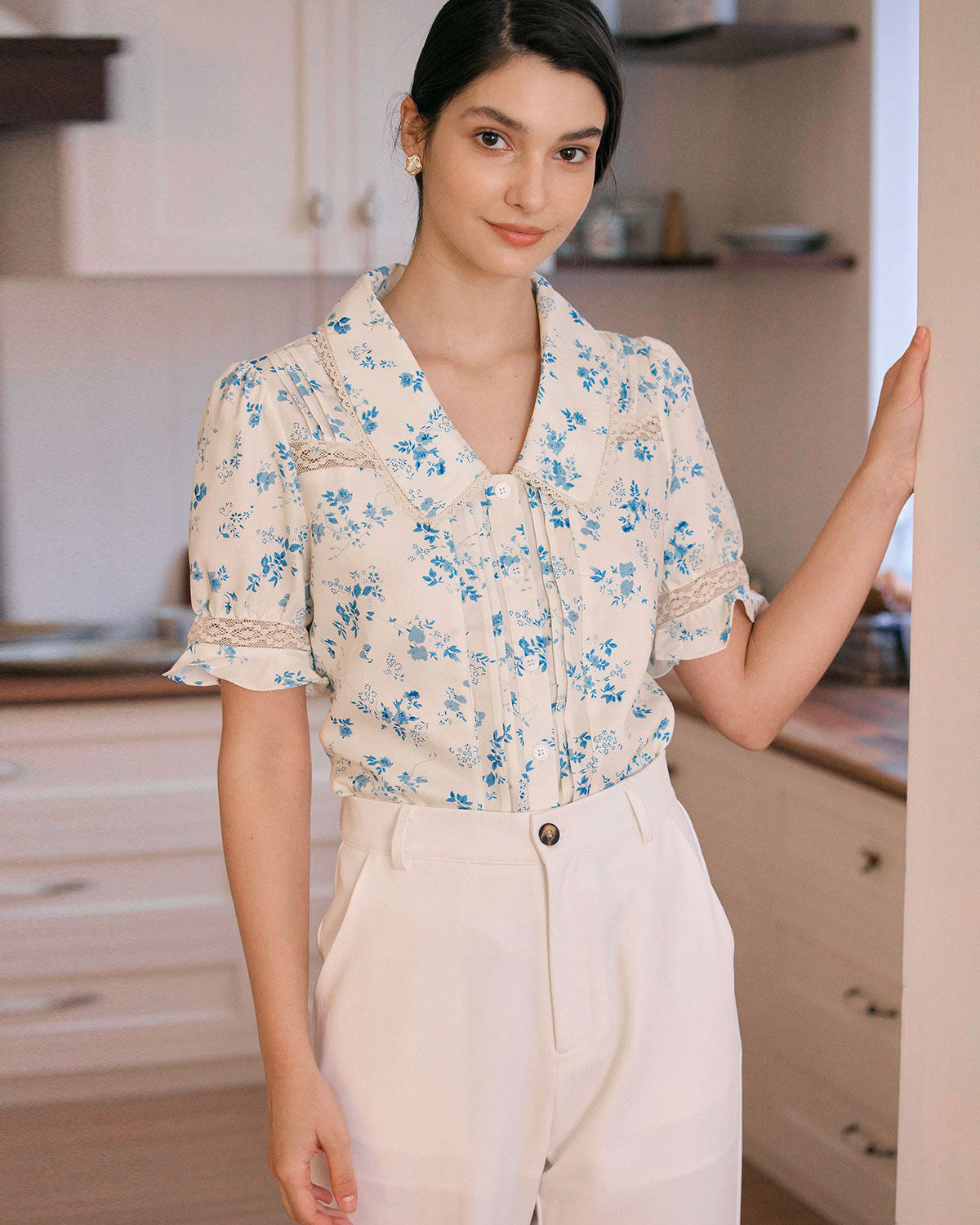 Élodie™ - Blouse Florale Élégante