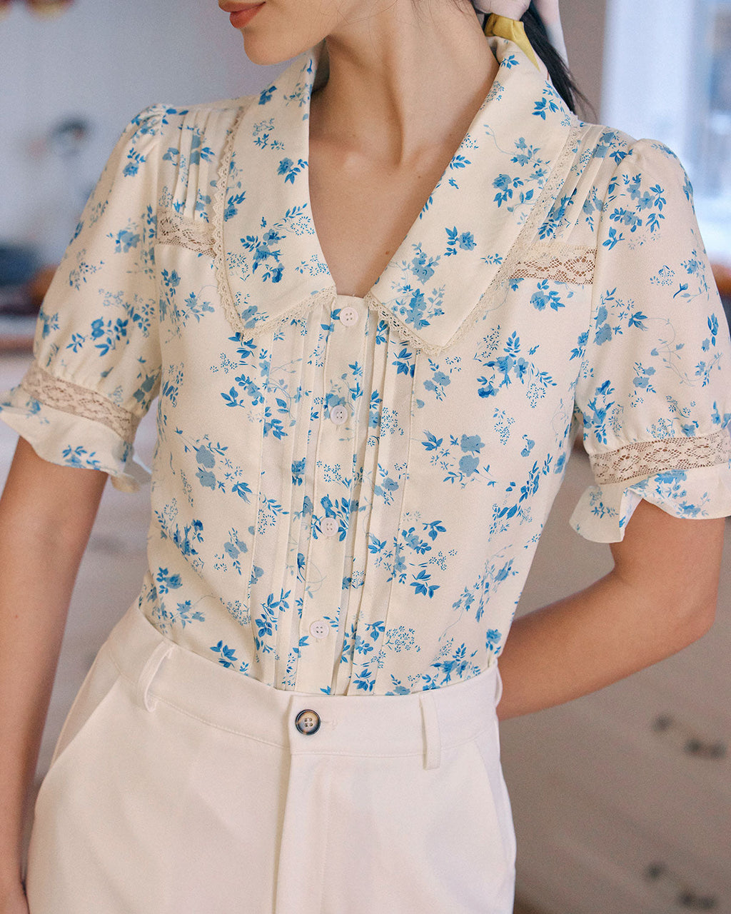 Élodie™ - Blouse Florale Élégante