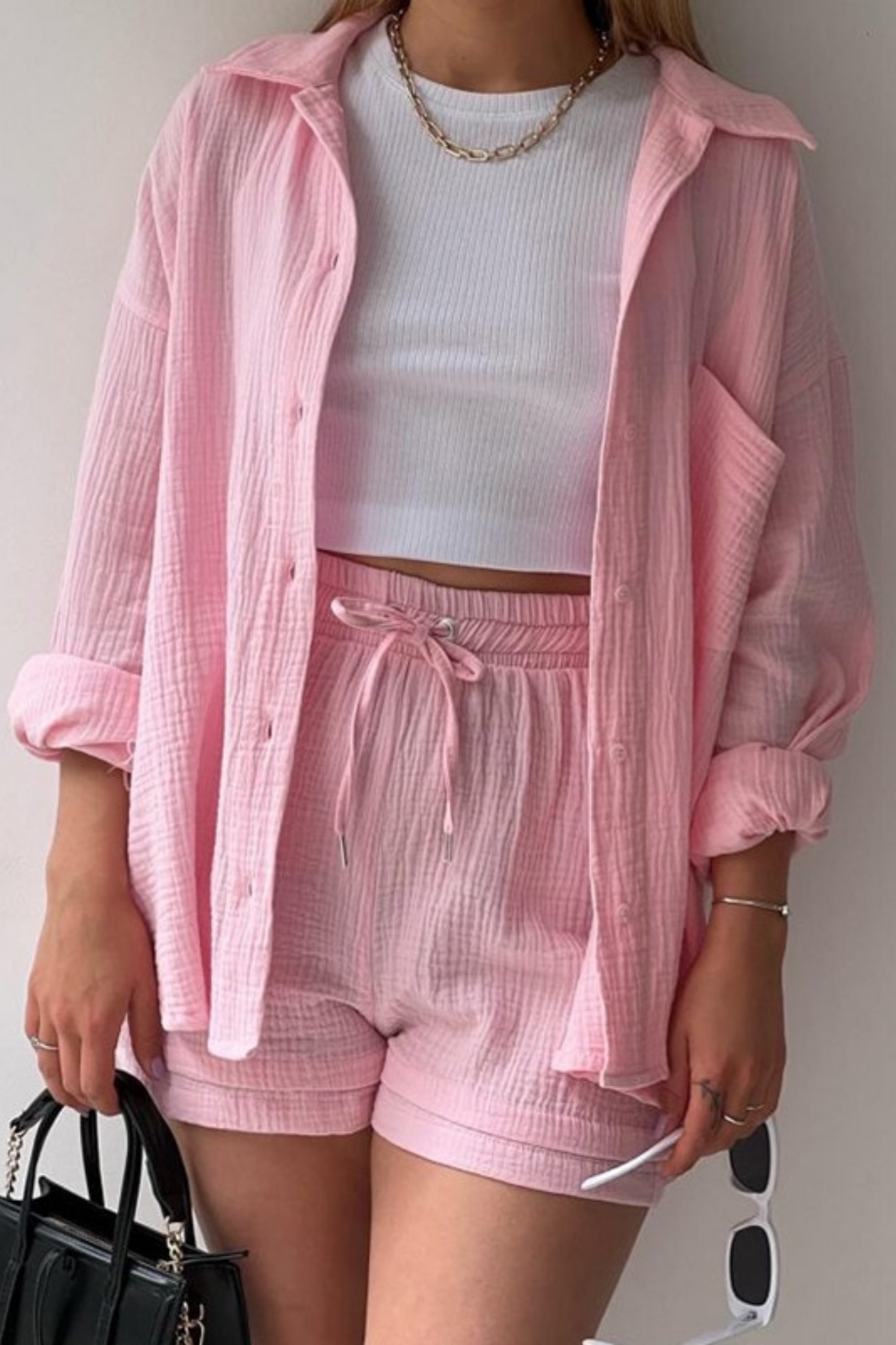 Seran Ligne | ensemble boutonné chemise-short
