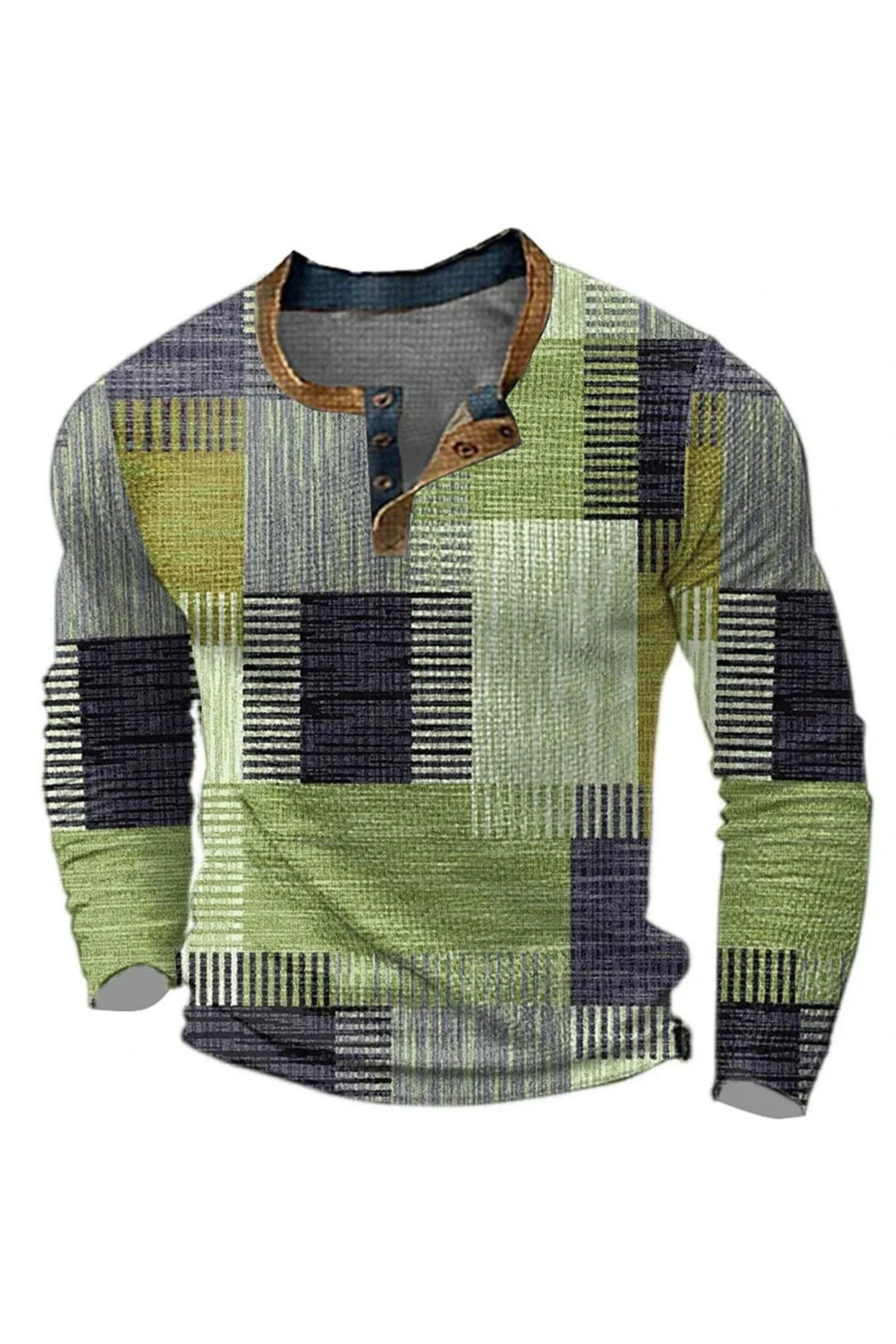 Cendralis Ligne | patchwork à carreaux t-shirt henley