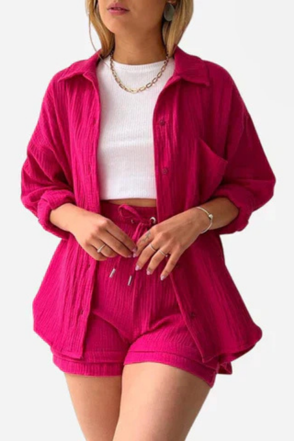 Seran Ligne | ensemble boutonné chemise-short