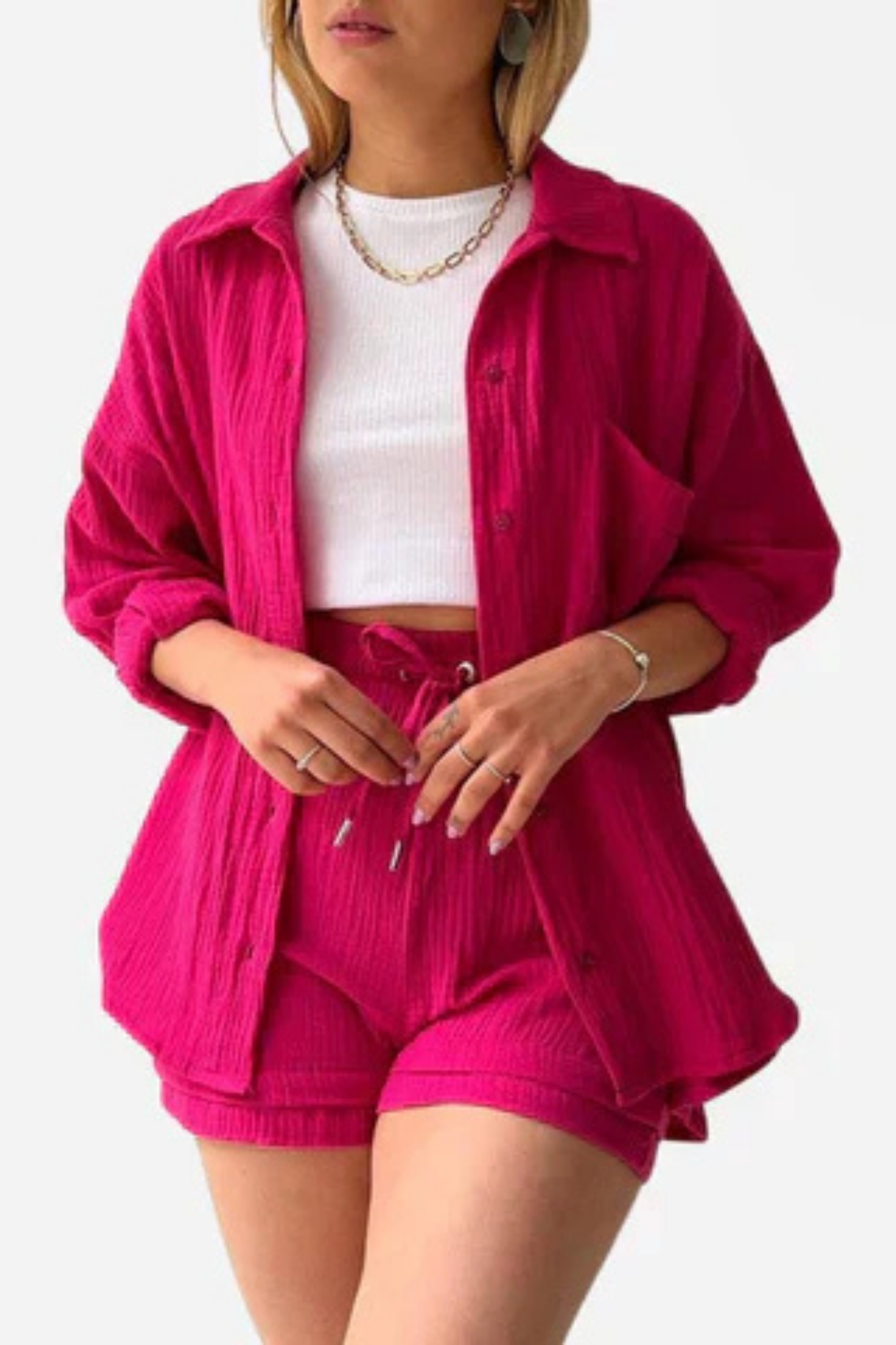 Seran Ligne | ensemble boutonné chemise-short