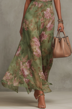 Livia - Robe longue élégante à col halter à motif floral