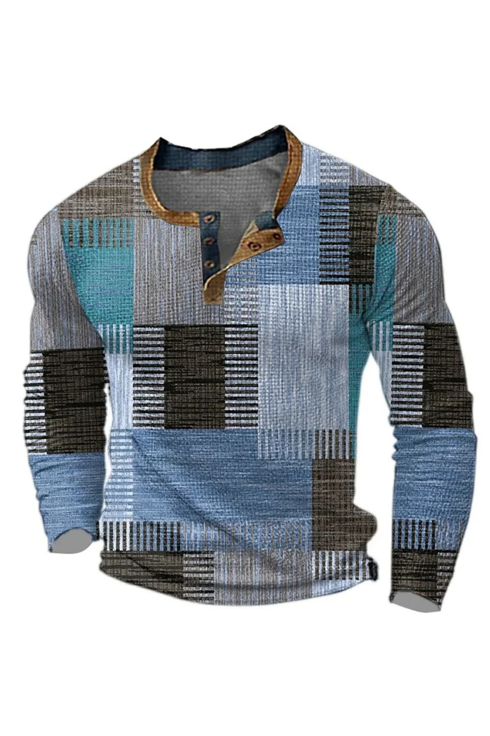 Cendralis Ligne | patchwork à carreaux t-shirt henley