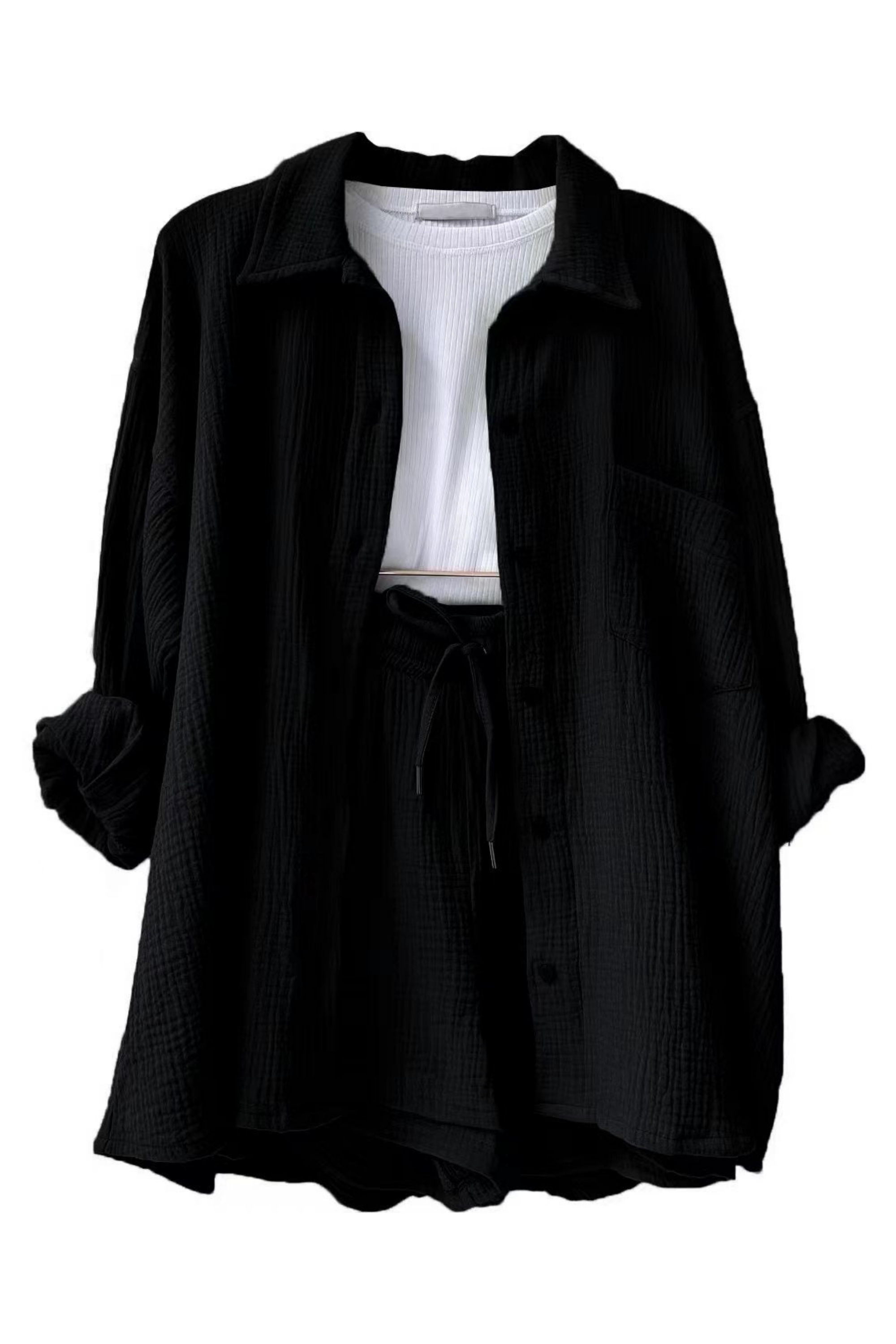 Seran Ligne | ensemble boutonné chemise-short