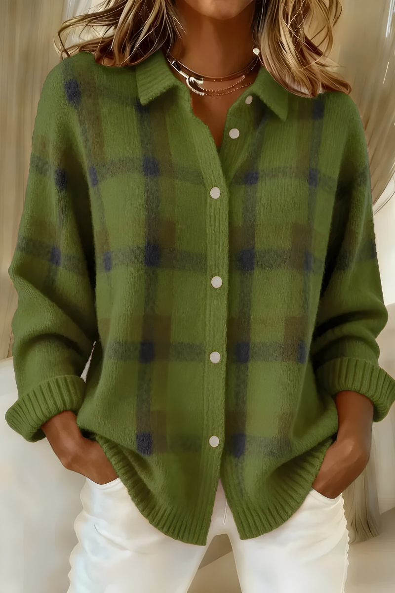 Anna | Cardigan en maille à carreaux