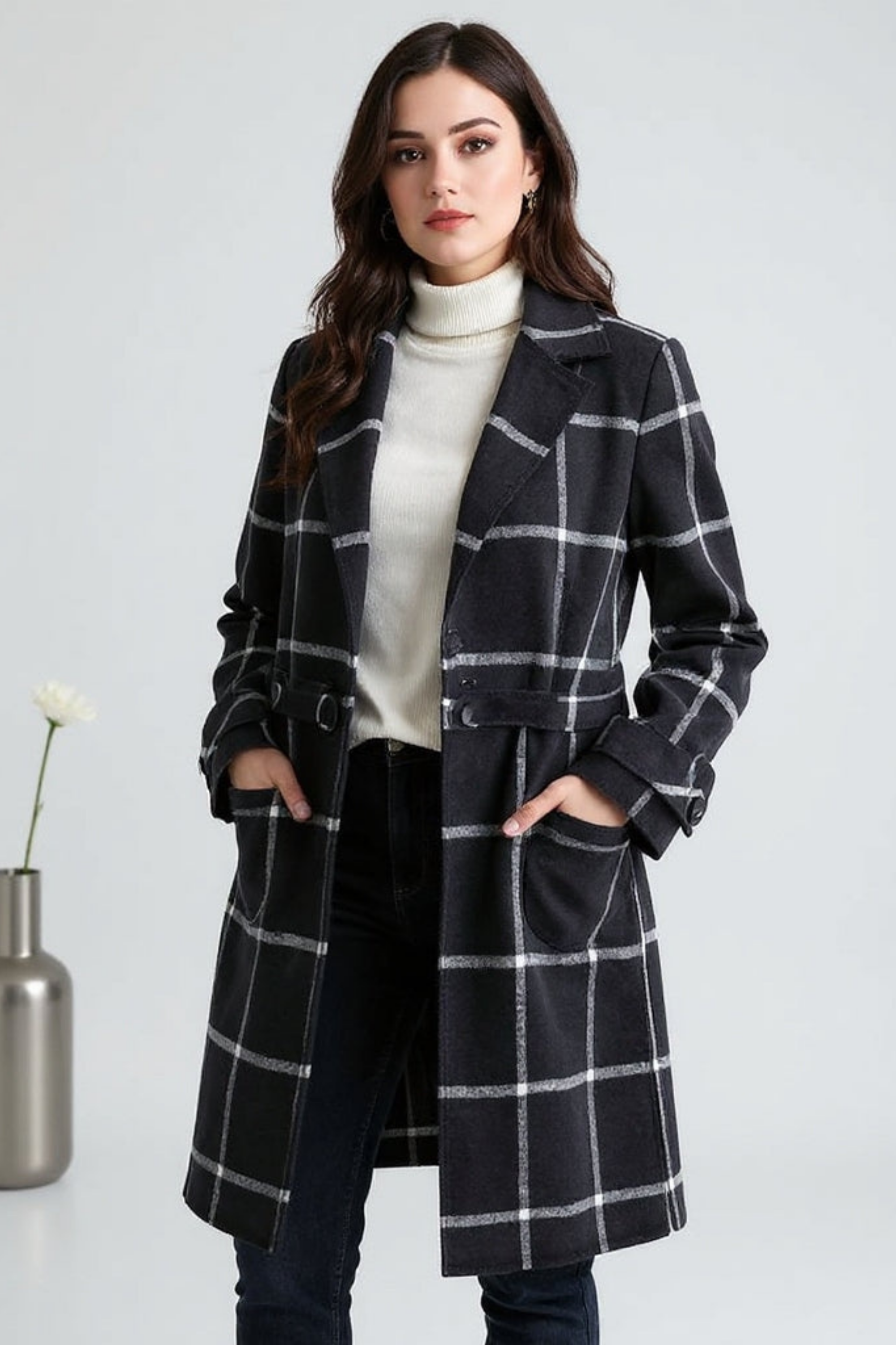 Oréliane™ - Manteau à carreaux élégant