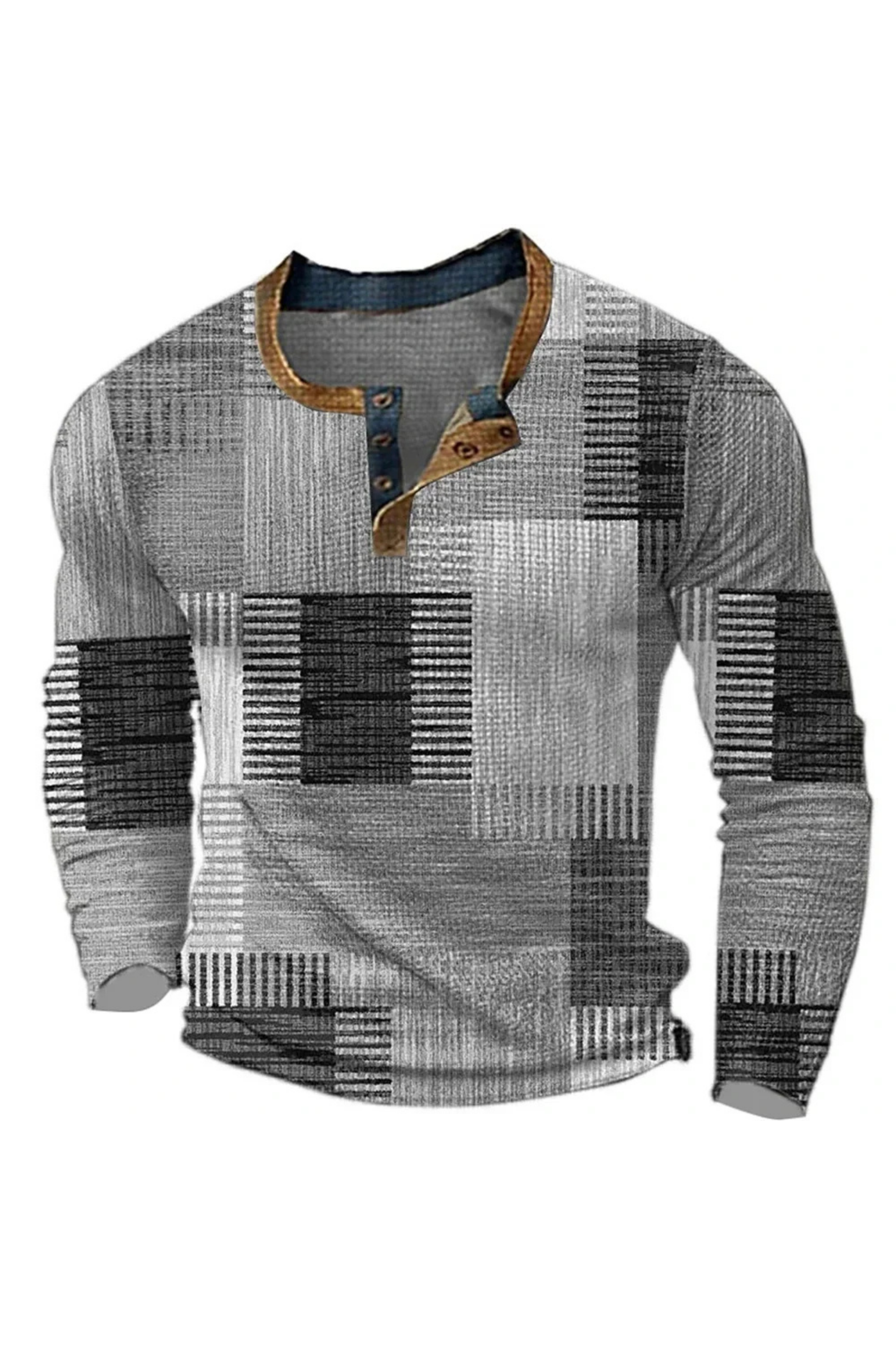 Cendralis Ligne | patchwork à carreaux t-shirt henley