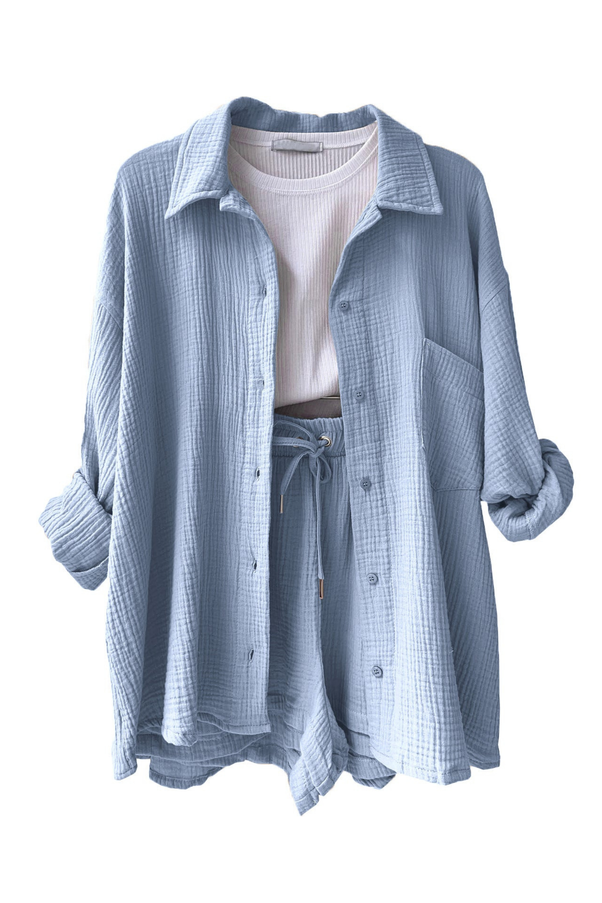 Seran Ligne | ensemble boutonné chemise-short