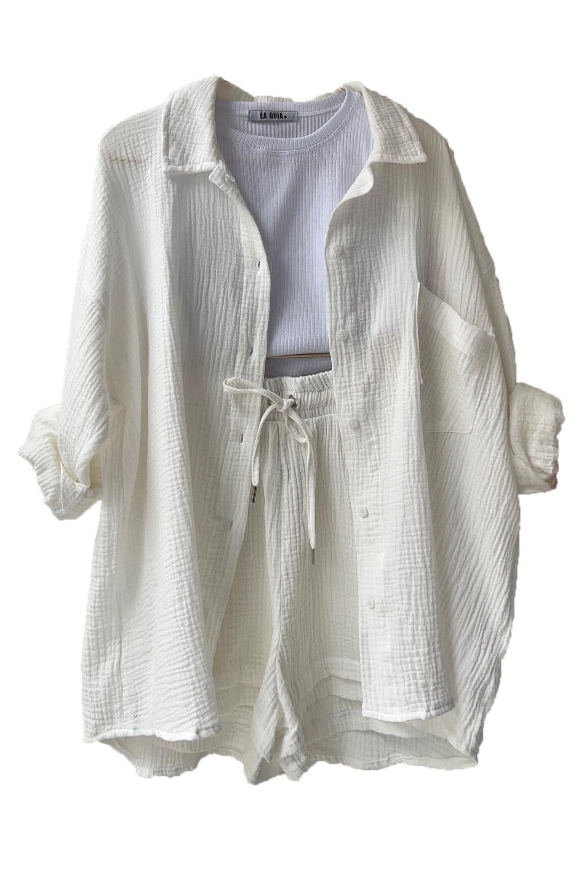 Seran Ligne | ensemble boutonné chemise-short