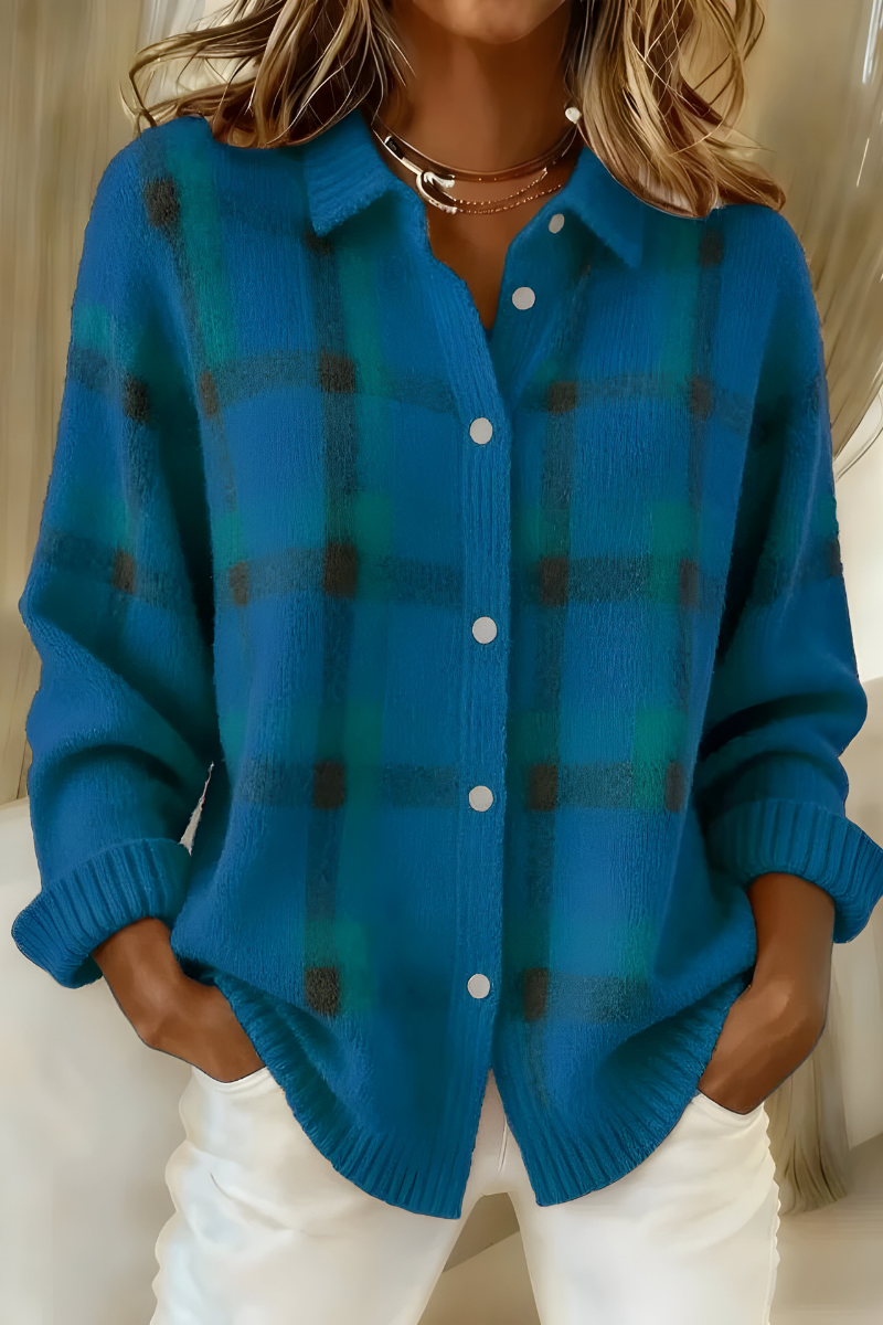 Anna | Cardigan en maille à carreaux