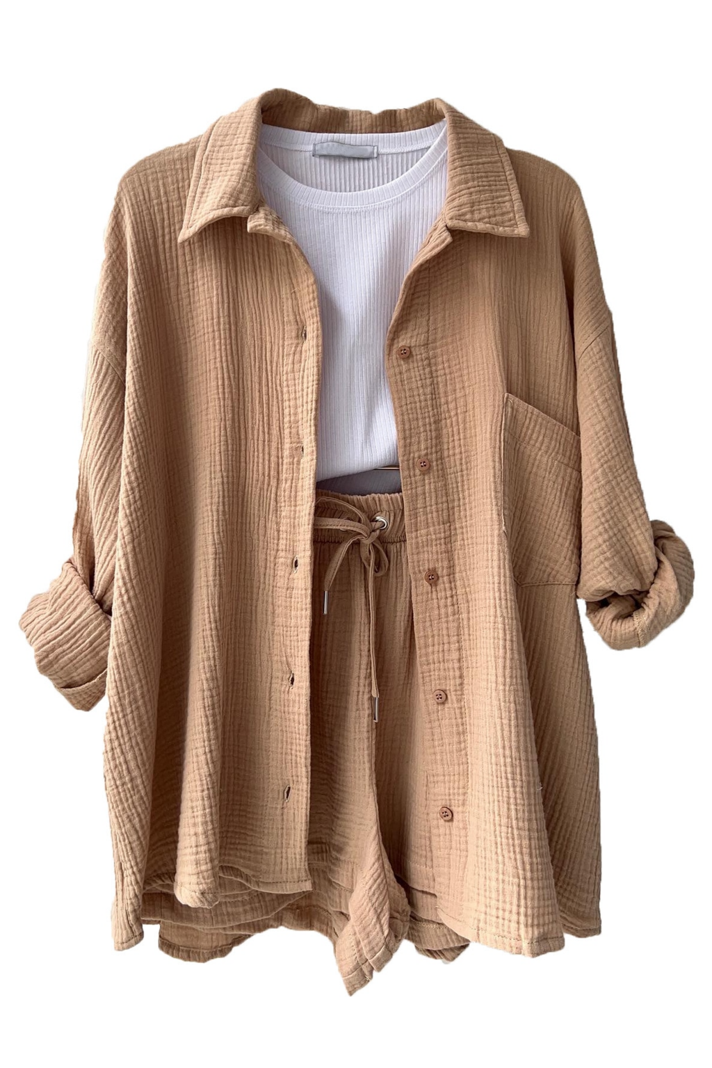 Seran Ligne | ensemble boutonné chemise-short