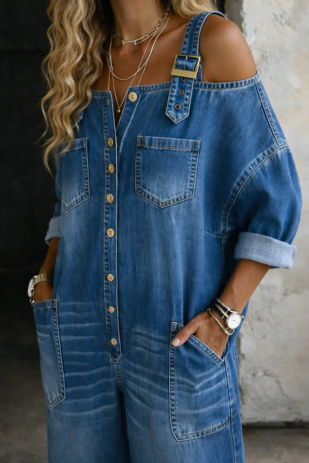 Maëlle™ - Combinaison Denim Élégante