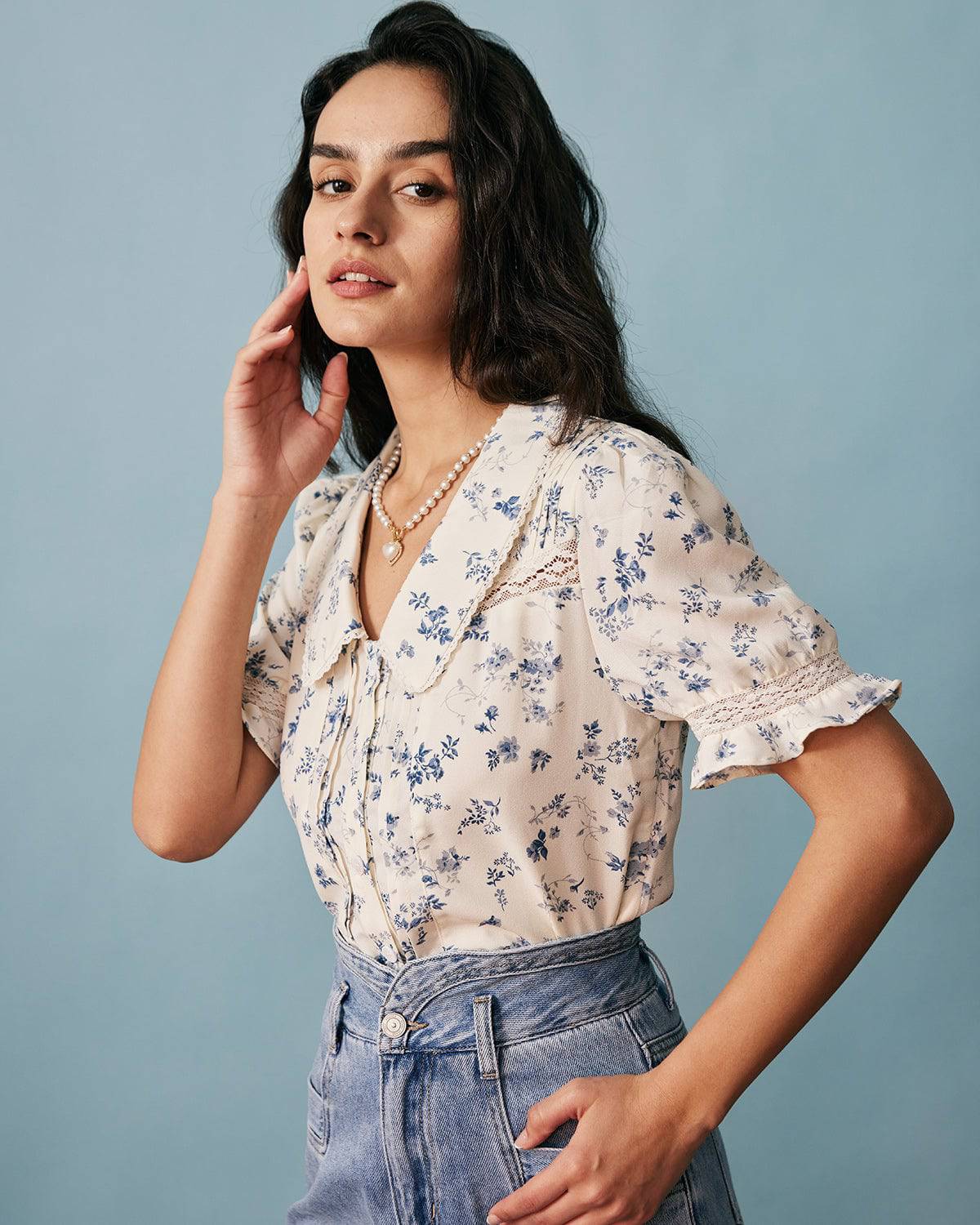 Élodie™ - Blouse Florale Élégante