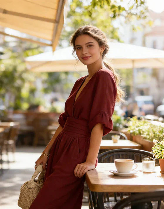 Valerisse™ - Combinaison élégante à col V et jambes larges